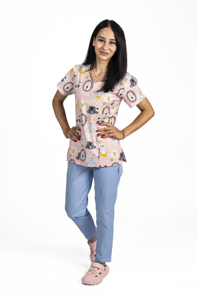 Costume medico da leone, con camicetta stampata e pantaloni elasticizzati