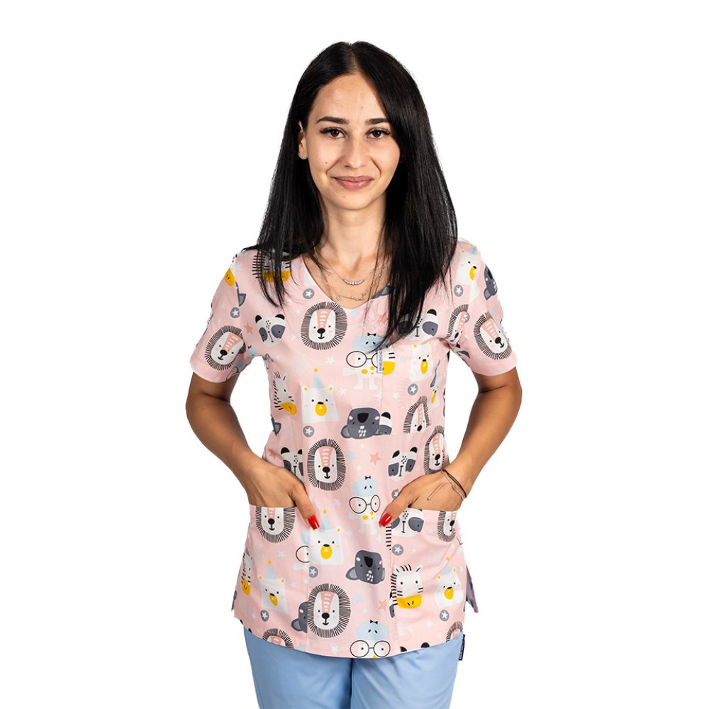 Costume medico da leone, con camicetta stampata e pantaloni elasticizzati