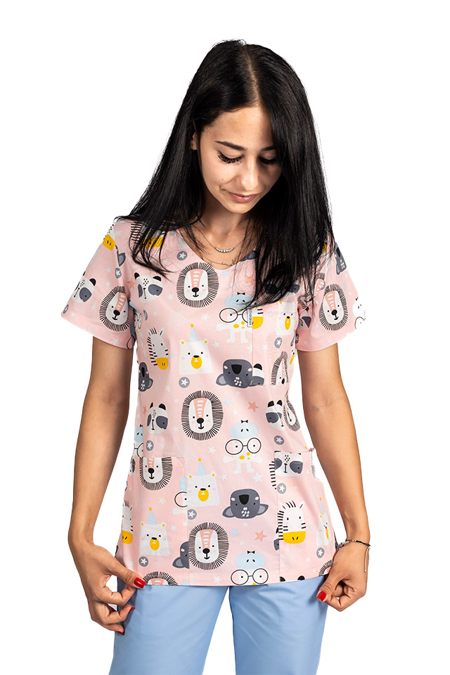 Costume medico da leone, con camicetta stampata e pantaloni elasticizzati