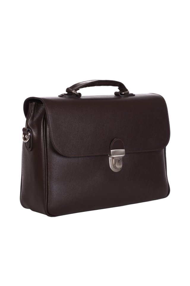Borsa da uomo in vera pelle marrone per consulenza e laptop