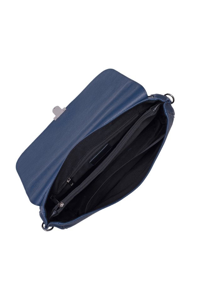 Borsa da uomo in vera pelle blu navy per consulenza e laptop