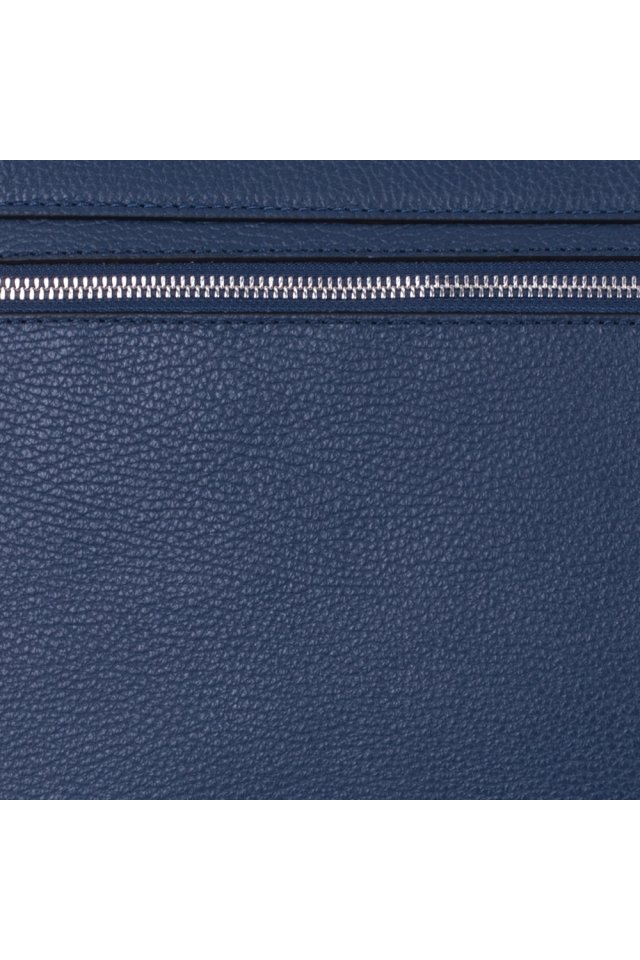 Borsa da uomo in vera pelle blu navy per consulenza e laptop