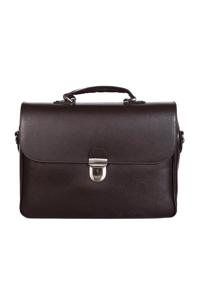 Borsa da uomo in vera pelle marrone per consulenza e laptop