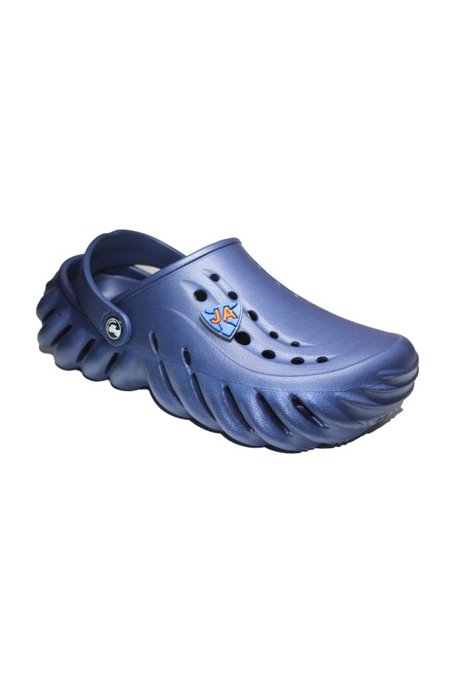 Zoccoli medici professionali, blu navy, in schiuma EVA, modello Crocs da uomo, con dettagli applicati