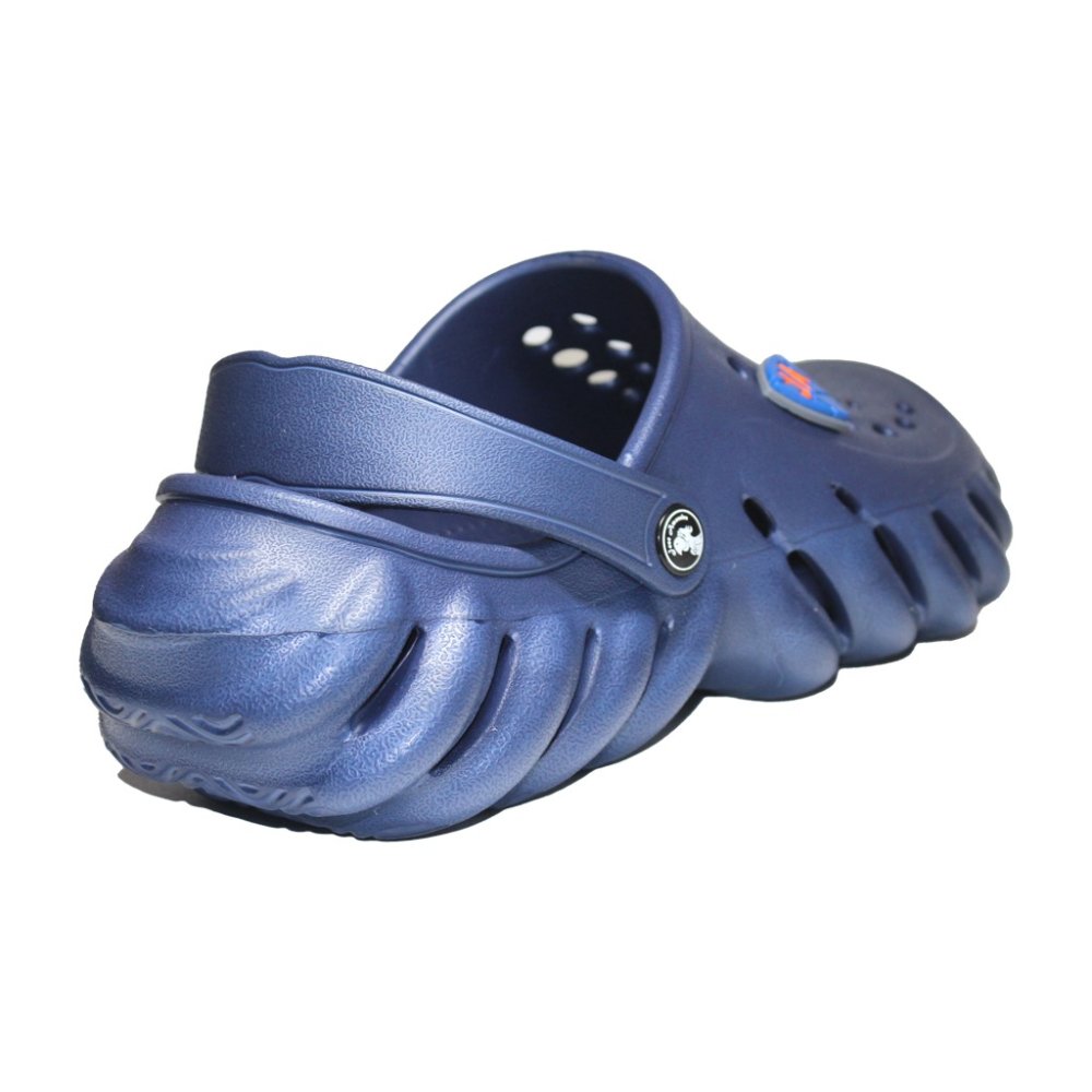 Zoccoli medici professionali, blu navy, in schiuma EVA, modello Crocs da uomo, con dettagli applicati