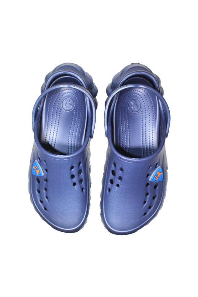 Zoccoli medici professionali, blu navy, in schiuma EVA, modello Crocs da uomo, con dettagli applicati