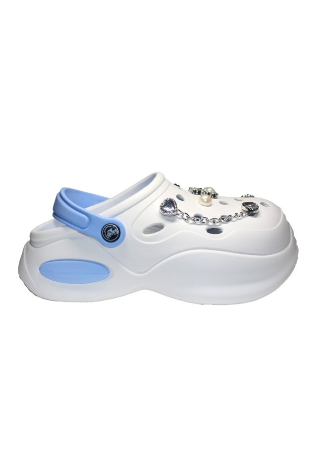 Zoccoli medici bianchi con dettagli blu da donna - Zoccoli con applicazioni