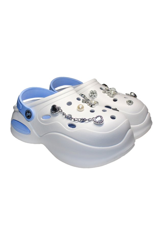 Zoccoli medici bianchi con dettagli blu da donna - Zoccoli con applicazioni