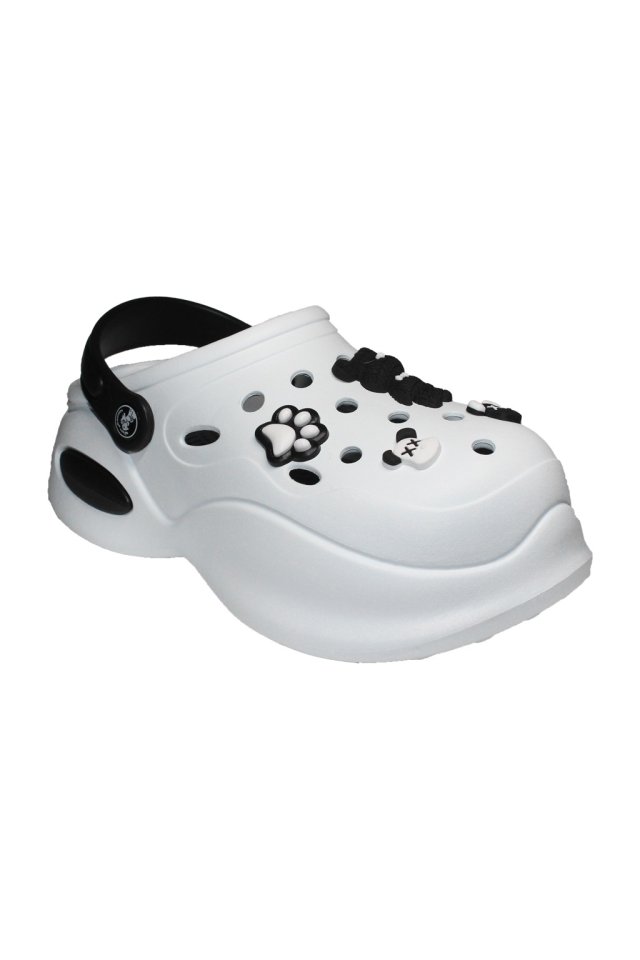 Zoccoli medicali da donna in bianco e nero - Zoccoli con dettagli applicati