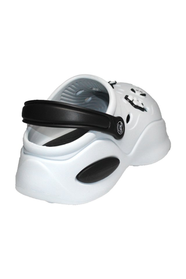 Zoccoli medicali da donna in bianco e nero - Zoccoli con dettagli applicati