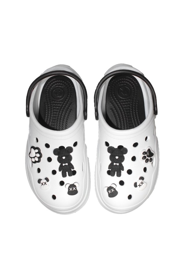 Zoccoli medicali da donna in bianco e nero - Zoccoli con dettagli applicati