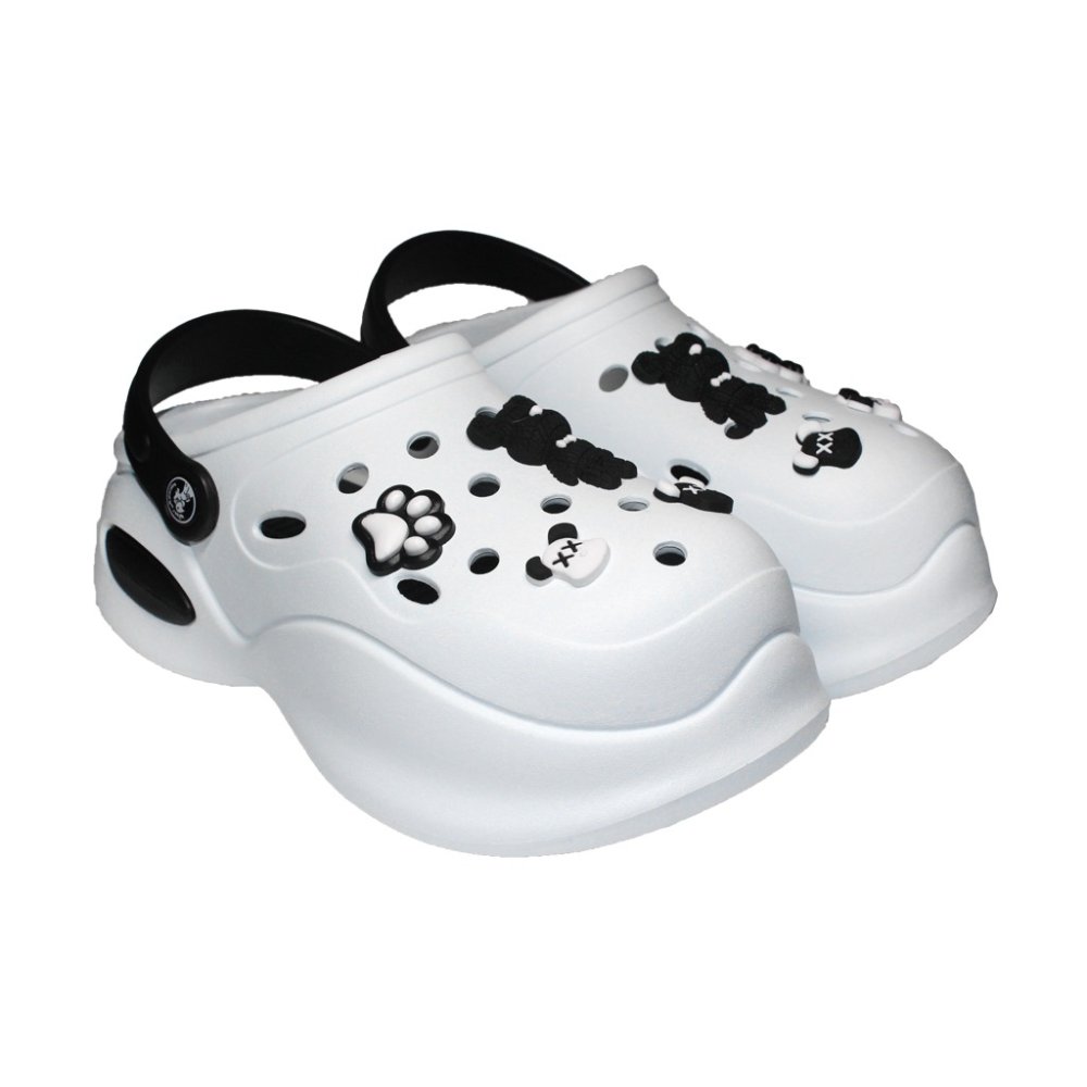 Zoccoli medicali da donna in bianco e nero - Zoccoli con dettagli applicati