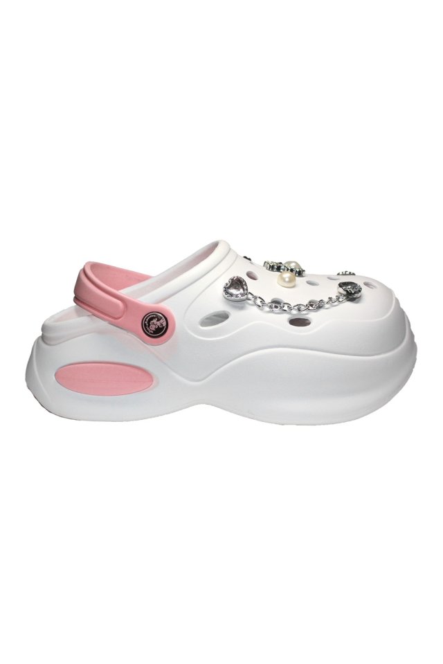 Zoccoli medicali da donna bianchi e rosa - Zoccoli con dettagli applicati