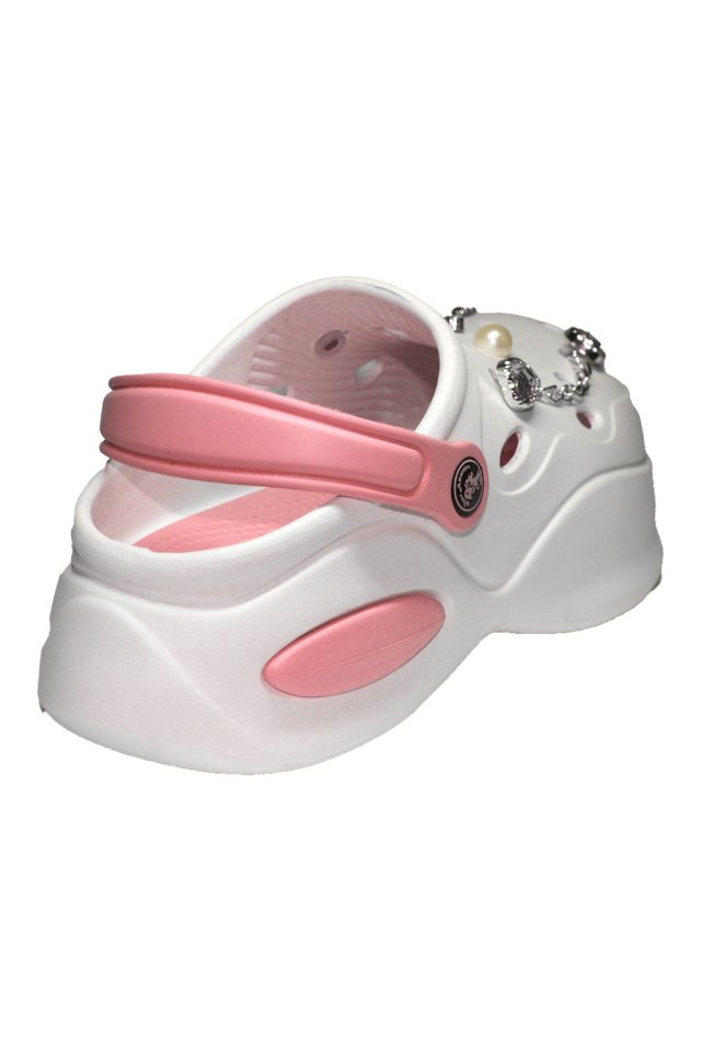 Zoccoli medicali da donna bianchi e rosa - Zoccoli con dettagli applicati