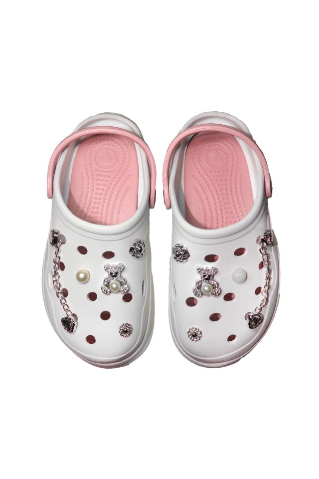 Zoccoli medicali da donna bianchi e rosa - Zoccoli con dettagli applicati