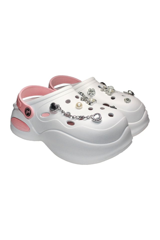 Zoccoli medicali da donna bianchi e rosa - Zoccoli con dettagli applicati