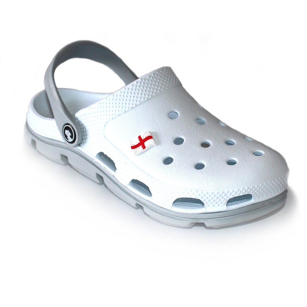 Zoccoli medicali professionali bianchi e grigi in schiuma EVA - modello unisex, con dettagli applicati