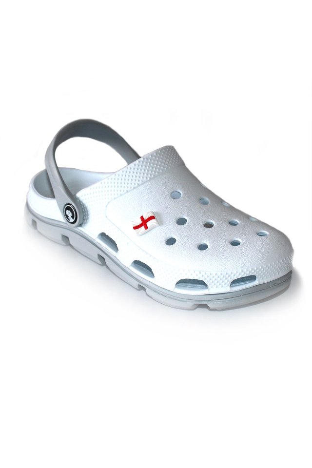 Zoccoli medicali professionali bianchi e grigi in schiuma EVA - modello unisex, con dettagli applicati