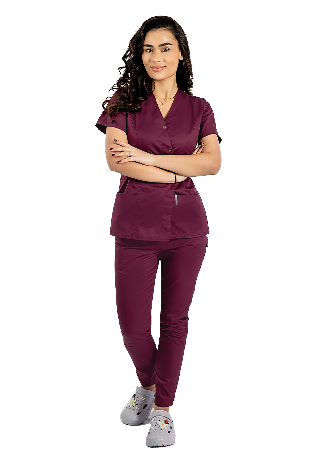 Camice kimono viola con due tasche applicate