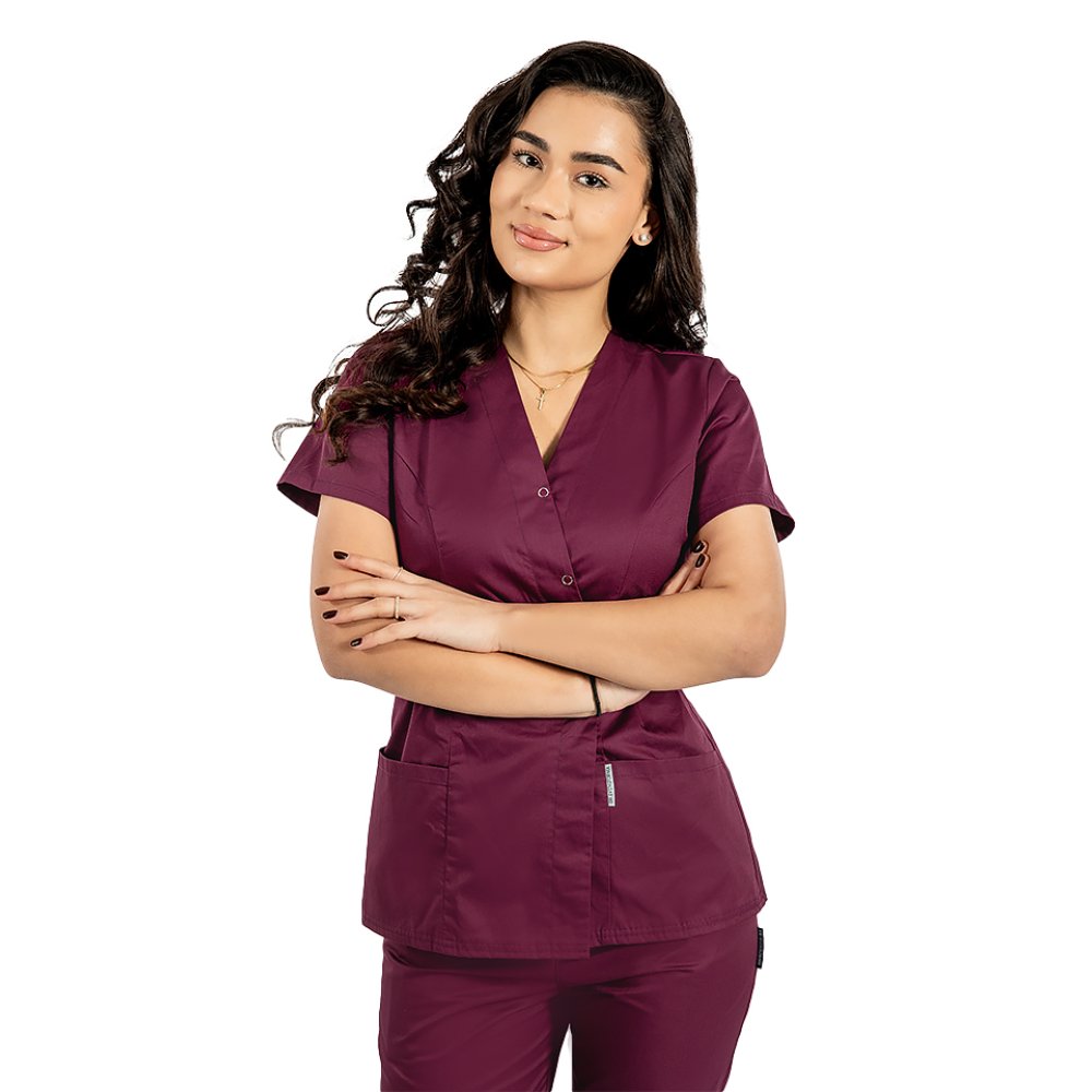 Camice kimono viola con due tasche applicate