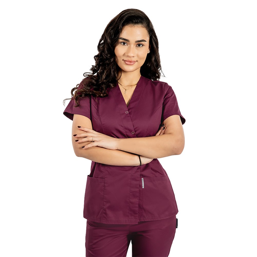 Camice kimono viola con due tasche applicate