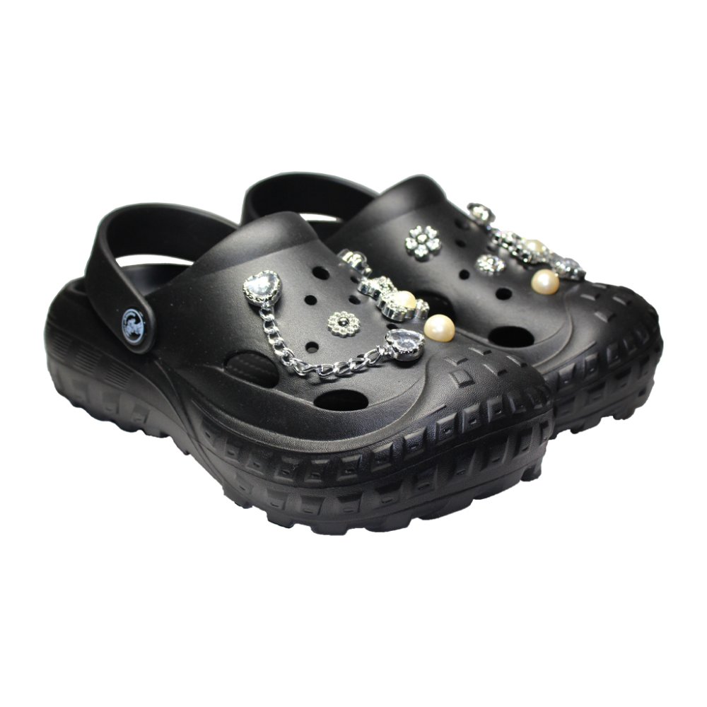 Zoccoli medici neri da donna - Zoccoli con dettagli applicati