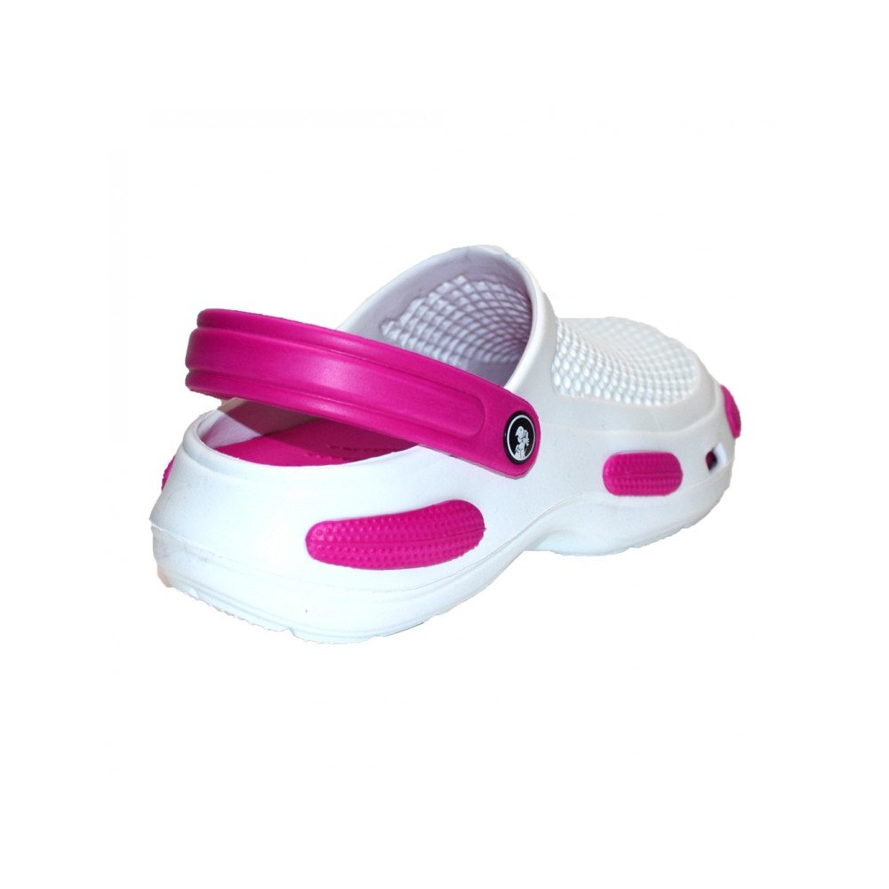 Zoccoli medici bianchi con ciclamino per donna realizzati in schiuma EVA
