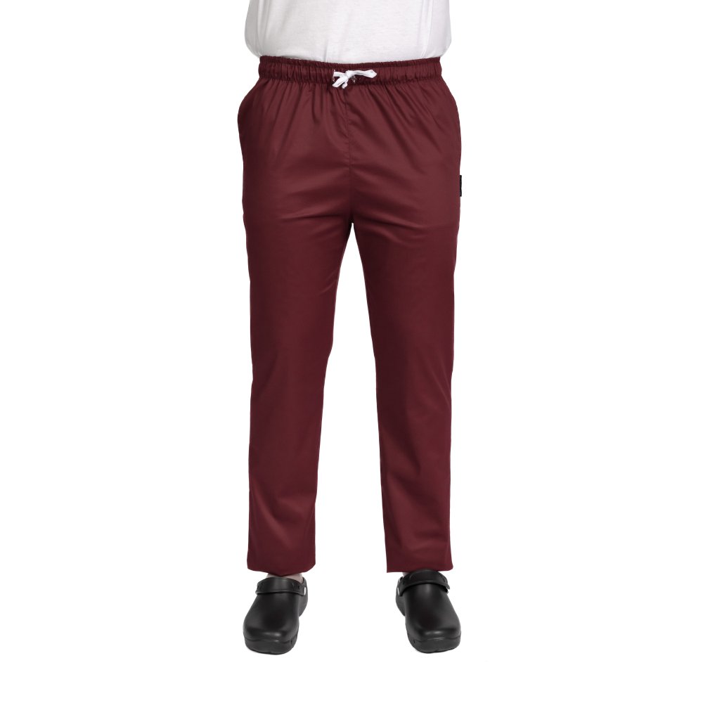 Pantaloni medicali da uomo in grigio scuro con elastan, con coulisse in vita e due tasche laterali