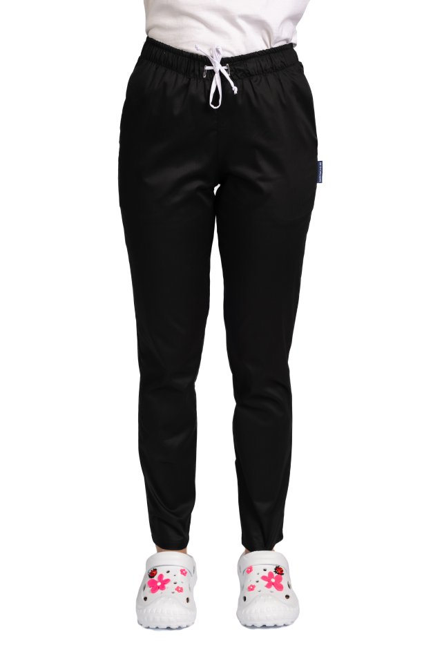 Pantaloni unisex neri con elastico e due tasche laterali