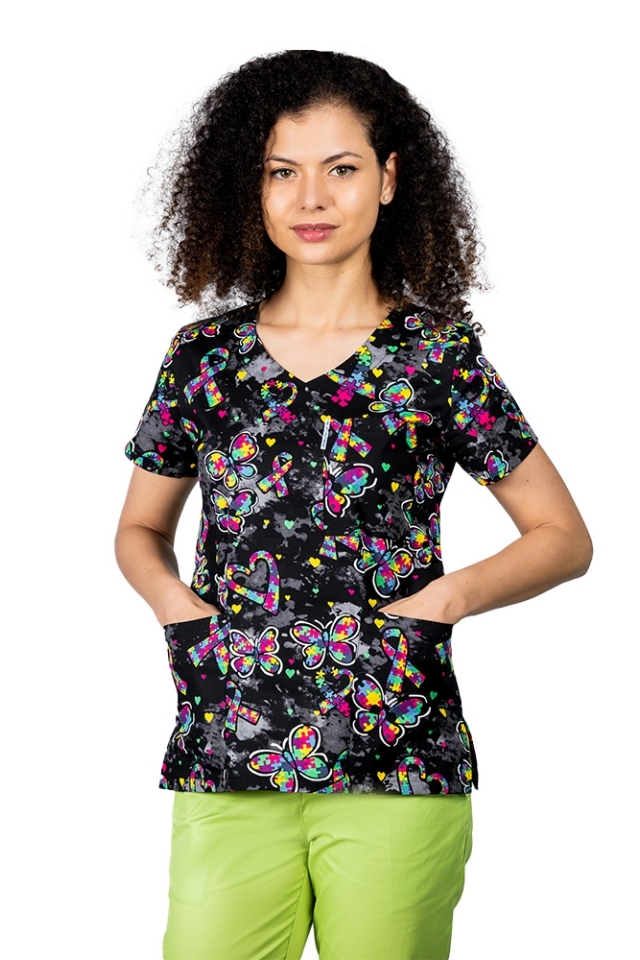 Camice a V Black Butterfly e tre tasche applicate