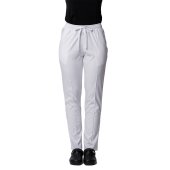 Pantaloni medici elasticizzati bianchi con cordino ed elastico..