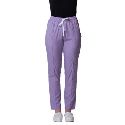 Pantaloni medicali lilla elasticizzati con cordino ed elastico