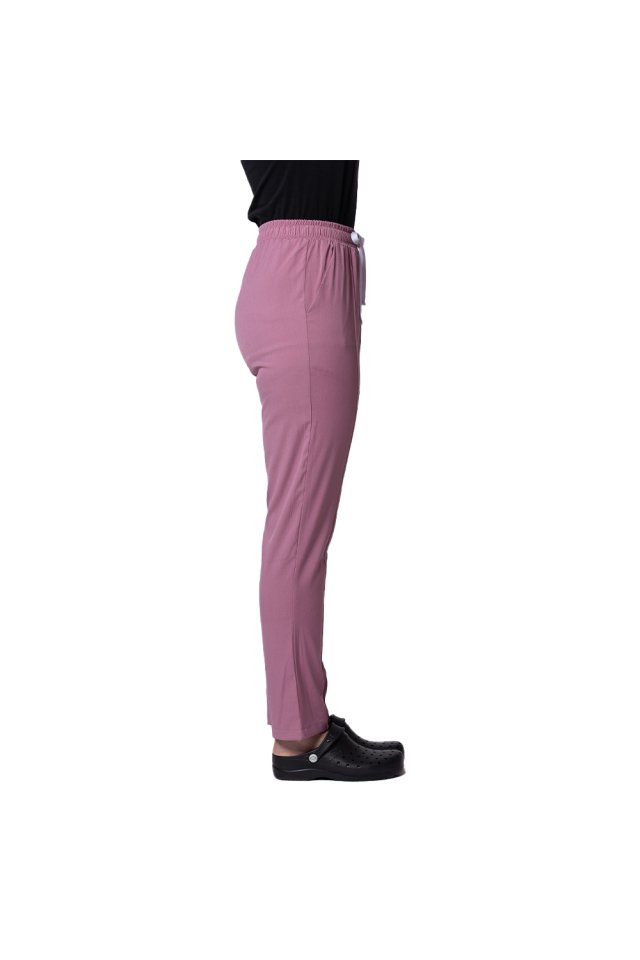 Pantaloni  elasticizzati rosa cipria con cordino ed elastico