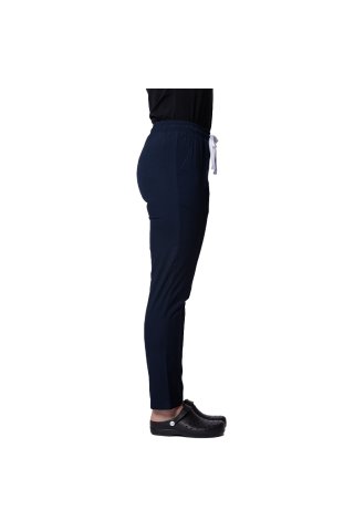 Pantaloni elasticizzati blu scuro con cordino ed elastico