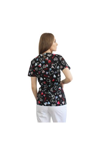 Camice medico kimono Love con due tasche applicate