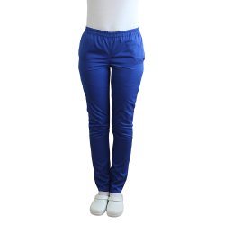 Pantaloni medicali blu con elastico e due tasche laterali