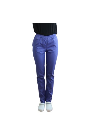 Pantaloni medici viola con elastico e due tasche laterali