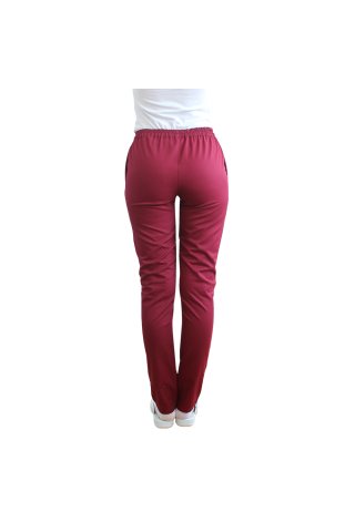 Pantaloni unisex bordeaux con elastico e due tasche laterali