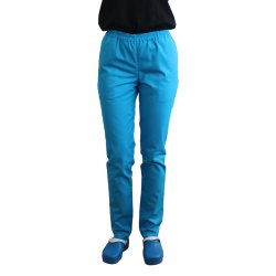 Pantaloni unisex turchese con elastico e due tasche laterali