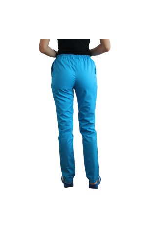 Pantaloni medicali turchese con elastico e due tasche laterali