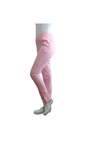 Pantaloni unisex rosa pallido con elastico e due tasche laterali