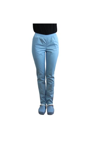 Pantaloni unisex celeste con elastico e due tasche laterali